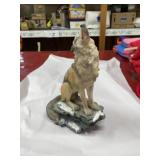 Resin Howling wolf figure 9 inches tall