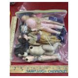Bag lot vintage dolls, parts, accessories