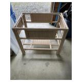 MCM rattan side table with glass top 18x26x21