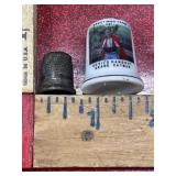 2 thimbles, one vintage metal