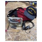 Bag and goggles and headphones with dahlgren