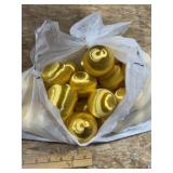 Vintage MCM threaded Christmas balls, yellow/gold