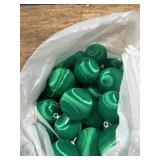 Vintage MCM threaded Christmas balls, green