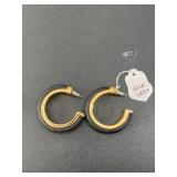 Nine West gold tone with black hoop earrings