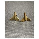 Big lot gold tone whale tail mermaid tail earrings