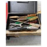 Plastic tool box with old tools