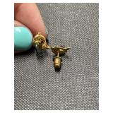 Gold tone dolphin earrings with rainbow ball