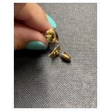 Gold tone dolphin earrings with rainbow ball