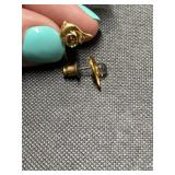 Gold tone dolphin earrings with rainbow ball