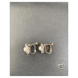 Vintage silver toned faux pearl and clear gem