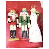 Two 14-inch nutcrackers and plush snowman