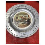 Pewter American revolution collectible plate