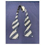 New with tag silk bow tie navy & grey adjustable