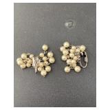 Vintage silver tone dangling faux pearl clip on
