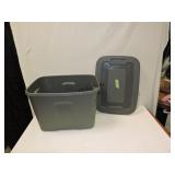 Grey Tote Bin With Lid