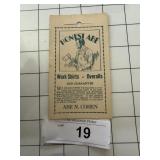 Honest Abe Work Shirts Overalls Trade Card