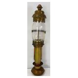 Wall mounted railroad brass candle lantern with chimney and brackets NOS