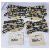 Marklin HO Gauge M track, one pair 5121, three pair 5202, two 5114, one 5203L, two 5117/5202 instructions