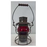 Adams & Adlake No. 200 Kero Rock Island embossed railroad lantern wooden handle