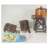 Playmobil G Scale M&G Co. water tower plus kit built wooden water tower O scale?