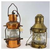 Brass/copper round nautical/industrial/railroad lamps/lanterns