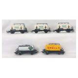 Marklin HO Gauge group of five tank cars; three bart smit, one Aral, one Shell