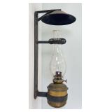 Dressler railroad Caboose Mail Car wall mounted oil lamp lantern wall bracket with hood Pyrex chimney Plume & Atwood burner