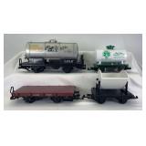 Group of four LGB G Scale freight cars loose, LG&B, South Jersey Rails, HLW