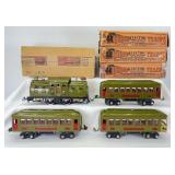 Prewar Lionel O Gauge 254 L. Olive electric loco, two 610 Pullman and 612 observation in original boxes