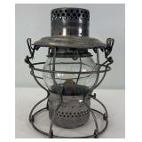 Handlan St.Louis USA PRR Keystone embossed railroad lantern w/clear globe