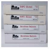 Banla Modelworks On30/O scale two 6131 B&O Hotel and two 6111 Roubies Saloon laser cut building kits, Mint