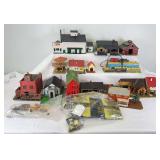 Large group of HO/N Scale buildings, school, church, homes, apartments, factory, etc. Tyco, Life-Like
