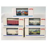 Marklin HO Gauge 2505A, 2164A, 2162A, 2113A, 24525 Club Cars in original boxes