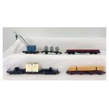Marklin HO Gauge DB Kranwagen, DB flat w/VTG containers, twin flat cars w/lumber load, DB gondola, DB depressed center flat w/Bahia load