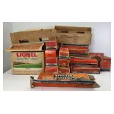 Large lot of prewar/postwar/modern Lionel O Gauge boxes 11740, 2244P, 2244T, 53, 3424-100, 3665, 671, 3927, more
