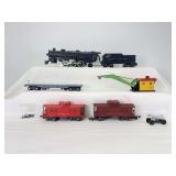 Postwar American Flyer S Gauge 283 4-6-2 steam loco, 42597 C&NW crane, 930 ill. caboose, 630 ill. Reading caboose
