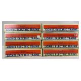 Modern Lionel O Gauge four 5132 right hand and four 5133 left hand turn out remote control switches in original boxes w/instructions