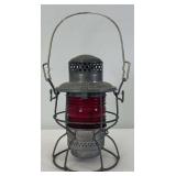 Unmarked Adlake Kero railroad lantern with original red globe