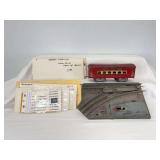 Prewar American Flyer O Gauge 8 wheel red passenger car, manual left hand switch, New reproduction prewar decals
