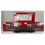 Group of three Bachmann Big Haulers G Scale Item #98470 flat w/logs, painted, unlettered