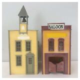Piko G Scale buildings; No. 62215 Schoolhouse and No. 62218 Saloon built