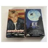 2 CHILDREN'S VIDEOS, VHS  E.T.,  AARON CARTER