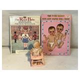 VINTAGE DOLL & 2 PAPER DOLL BOOKS