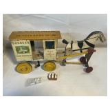 VINTAGE BORDENS FARM HORSE DRAWN WAGON PULL TOY