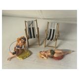 2 BATHING BEAUTY BEACH FIGURINES
