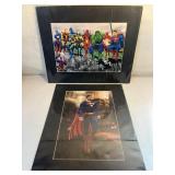 2 DC AND MARVEL COMICS MATTED PRINTS 20"X16"