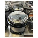 (8) soup warmers, inserts, hinged lids, ladles