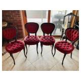 Red Velvet Chairs Set of 4