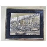 Dock & Boat Metallic Gold Print