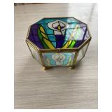 Stained Glass Lily Trinket Box
